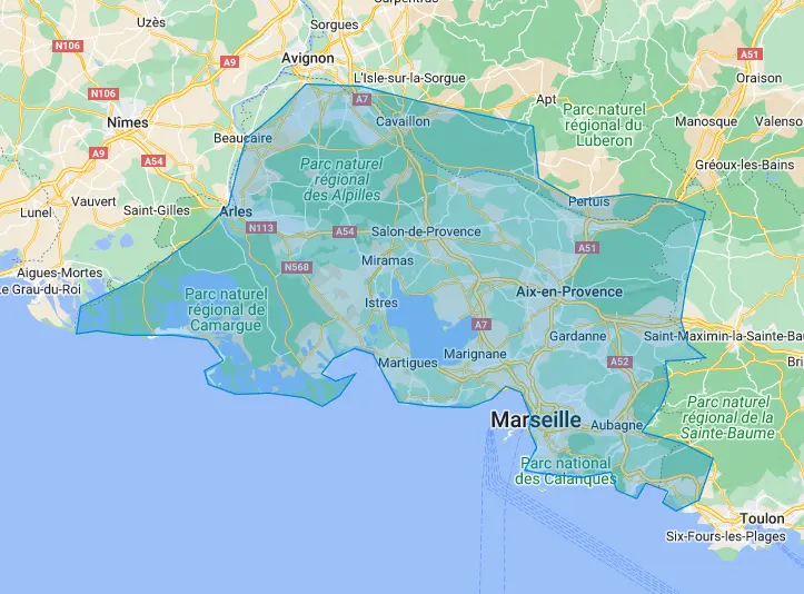 Zone d'intervention pour la récupération de vos épaves